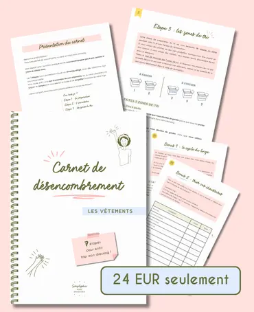 Le dessin de présentation du carnet de désencombrement pour les vêtements