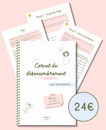 Le dessin de présentation du carnet de désencombrement pour les vêtements